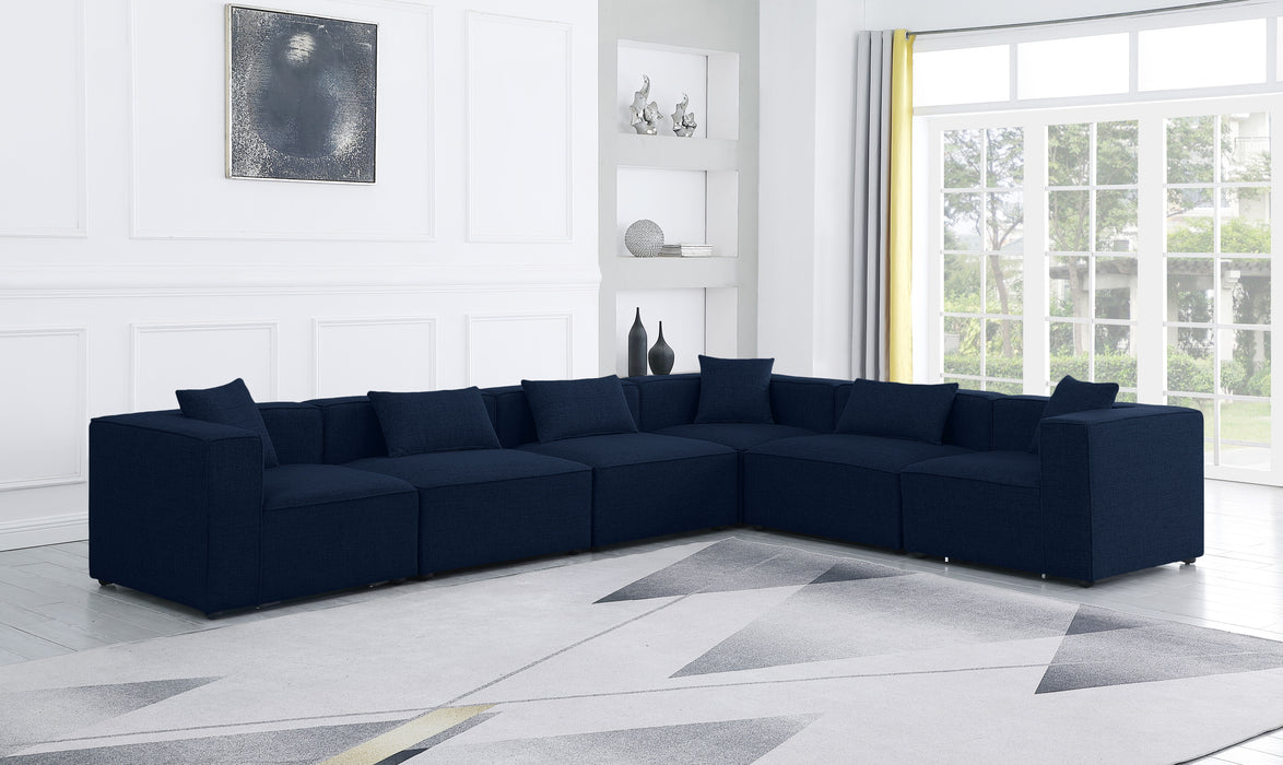 Cube - Modular Sectional 6 Piece - Navy - Fabric - Modern & Contemporary