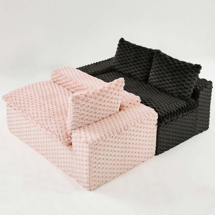 Multifunctional Sofa Pink Black, Fits 4 People Home Essentials