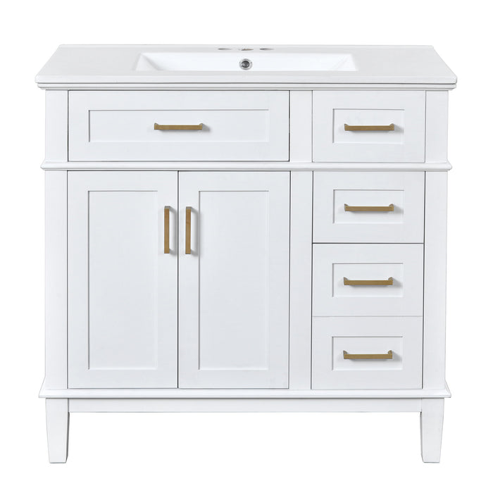 Modern Bathroom Vanity With Ceramic Sink, Soft Close Storage Cabinet