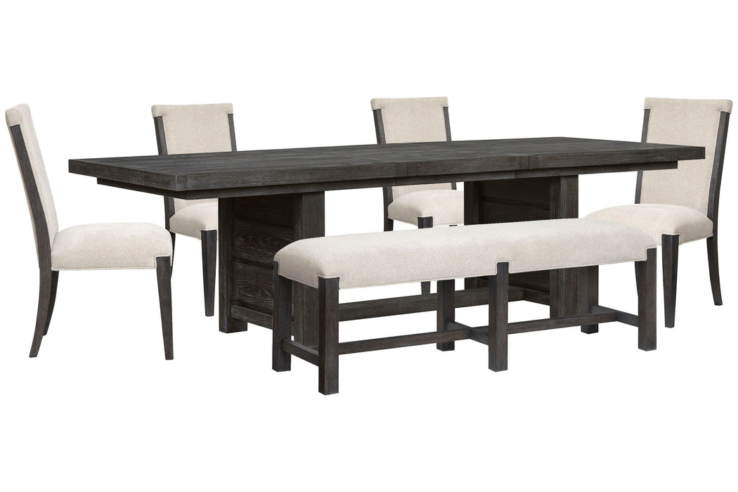 Plum Creek - 6 Piece Extendable Trestle Dining Table Set Magnussen Furniture
