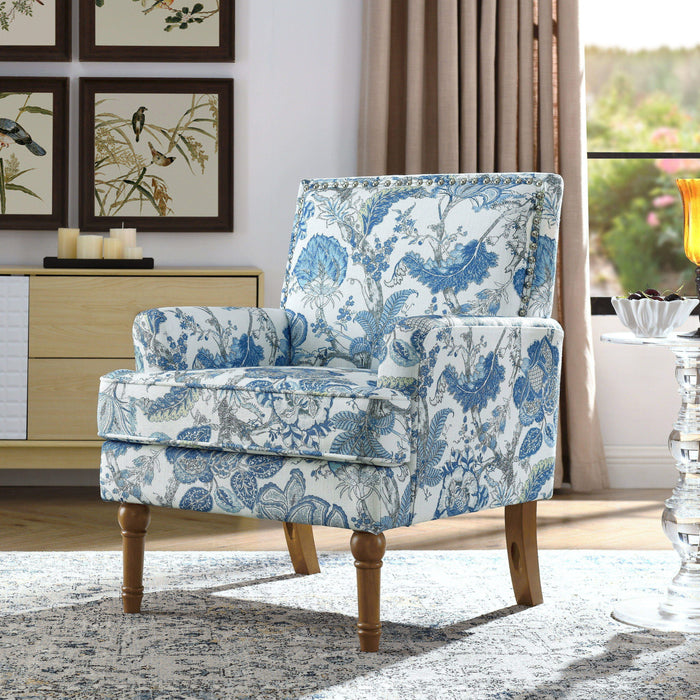 Floral Accent Armchair With Nailhead Trim Home Essentials