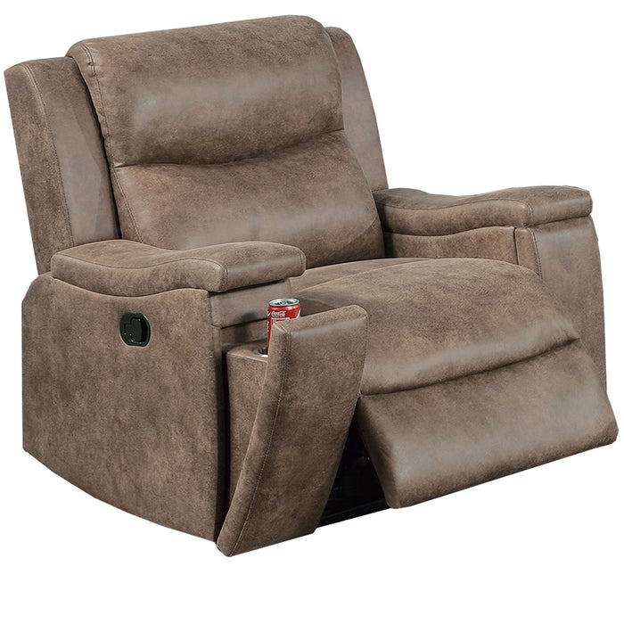 Manual Recliner With Hidden Cup Holder, Padded Seat And Backrest - Auburn Home Essentials