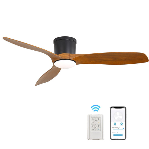 Smart Ceiling Fan With Remote Control, 3 Blades, Dimmable LED Light, Reversible DC Motor - Black Daily Nest