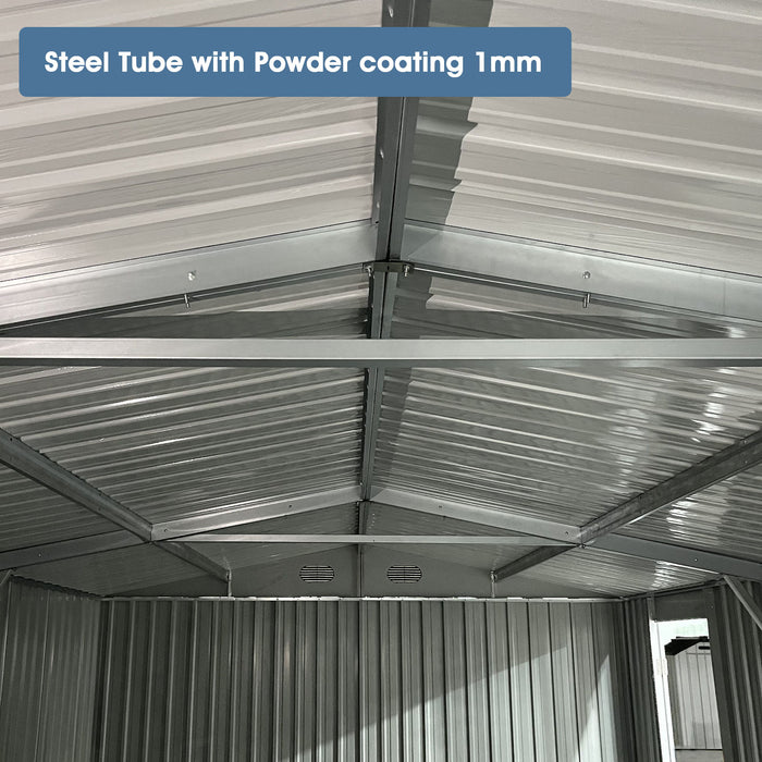 Industrial - 20' x 13' Heavy Duty Metal Garage Shed - Dark Gray Daily Nest