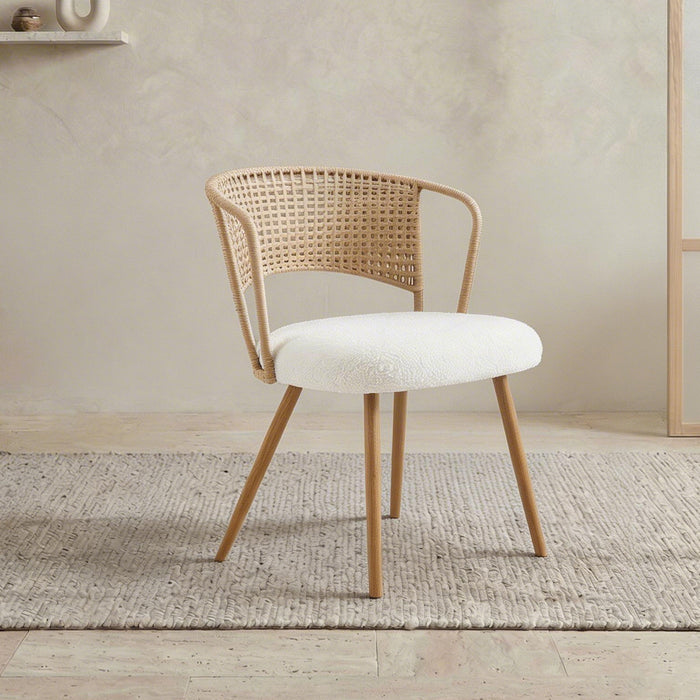 Dining Chairs With Wing Back Design For Kitchen (Set of 2) - Beige / Brown Home Essentials