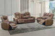 Dorian - Reclining Leather Loveseat With Power Headrest, Footrest And Cooler - Brown New Classic