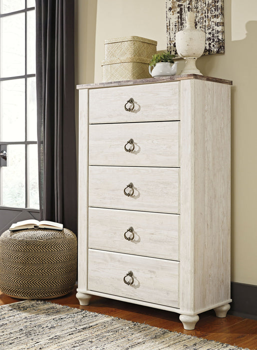 Willowton - Five Drawer Chest - Brown / Beige / White Signature Design by Ashley®