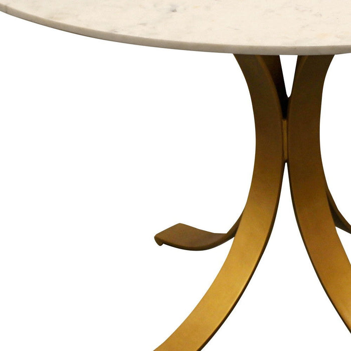 Rounded Marble And Iron Dining Table - Ivory / Brass