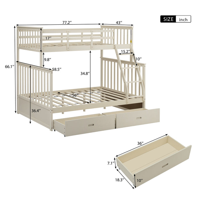Bunk Bed With Ladder, And Safety Guard Rails