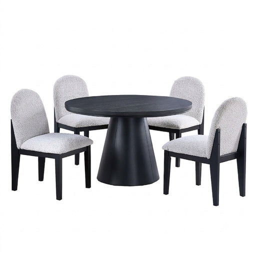 5 Piece Round Dining Set With With Chairs - Black / White Home Essentials