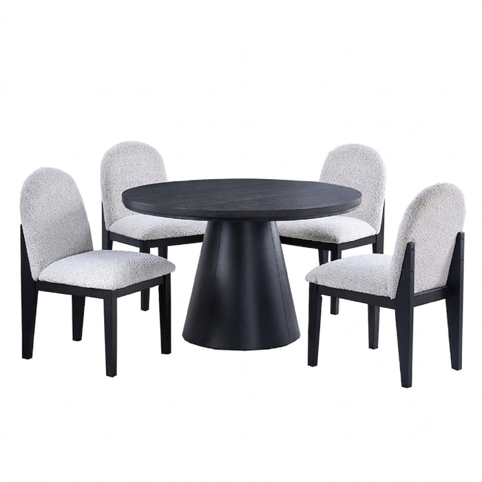 5 Piece Round Dining Set With With Chairs - Black / White Home Essentials
