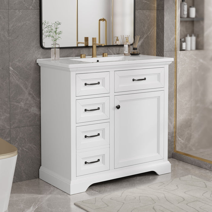 Modern Bathroom Vanity With Sink Top, 4 Drawers And 1 Soft-Close Door Hearth and Haven