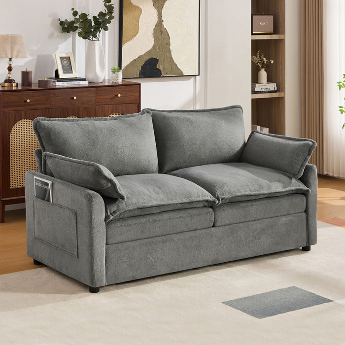 Modern Loveseat Sofa, Upholstered Couch With Side Storage Pockets Hearth and Haven