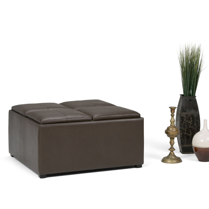 Avalon - Square Coffee Table, Storage Ottoman Simpli-Home