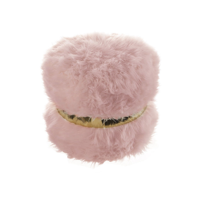 Faux Fur Round Ottoman - Blush