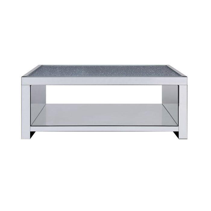 Noralie - Coffee Table - Clear Glass, Mirrored & Faux Diamonds