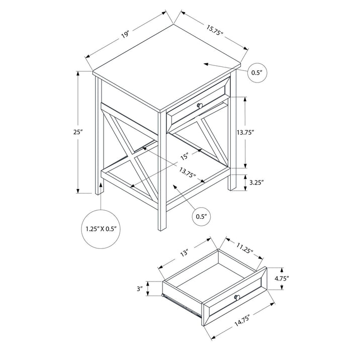 Accent End Table, 2 Tier, Storage Drawer, Transitional Style 8th Street