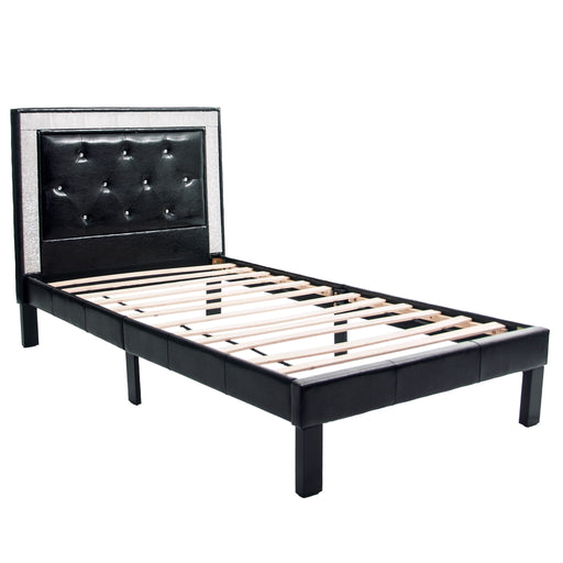 Glamours Style Bed With Diamond Tufted Padded Headboard Home Essentials