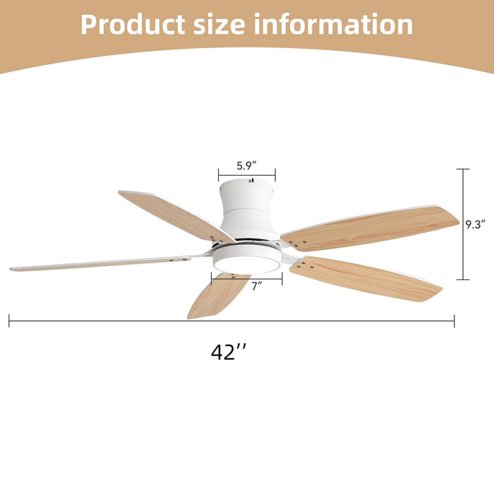 42" Ceiling Fan With Light, Tri Color Dimmable, DC Motor, 5 Blades Daily Nest