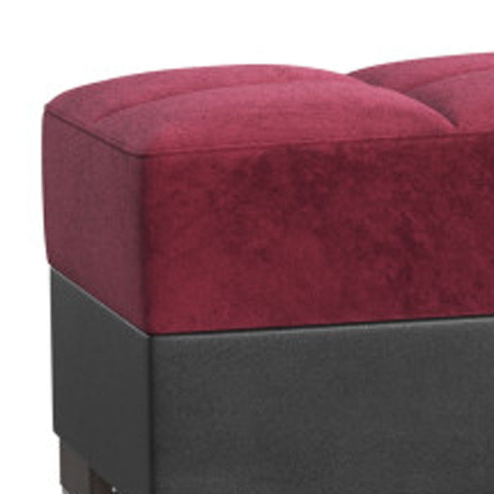 Microfiber Tufted Storage Ottoman - Burgundy / Brown