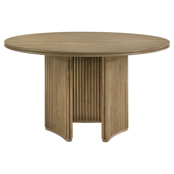 Dreydon - Round Dining Table With Textured Tripod Base - Light Brown Furniture Max
