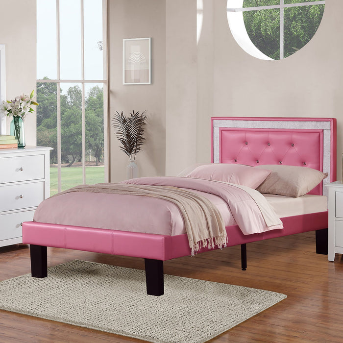Glamours Style Bed With Diamond Tufted Padded Headboard Home Essentials