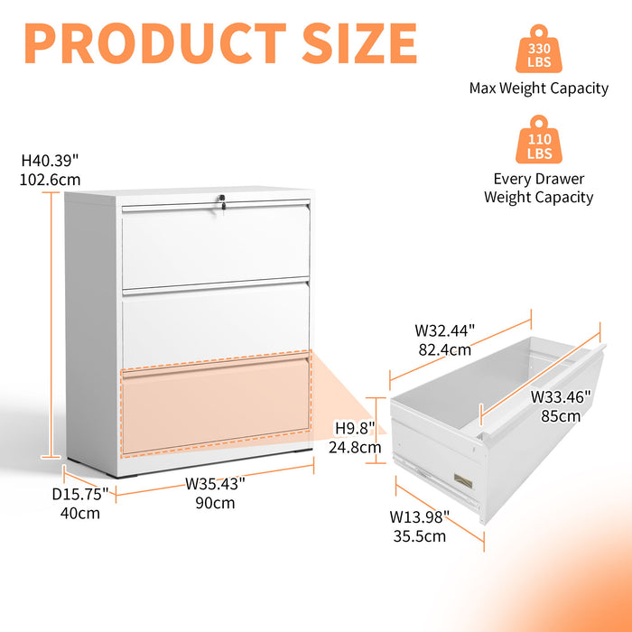 Lateral File Cabinet, Locking Heavy Duty, Anti-Tip Safety Interlock, Vertical Storage For Letter/Legal/A4 Files Home Essentials