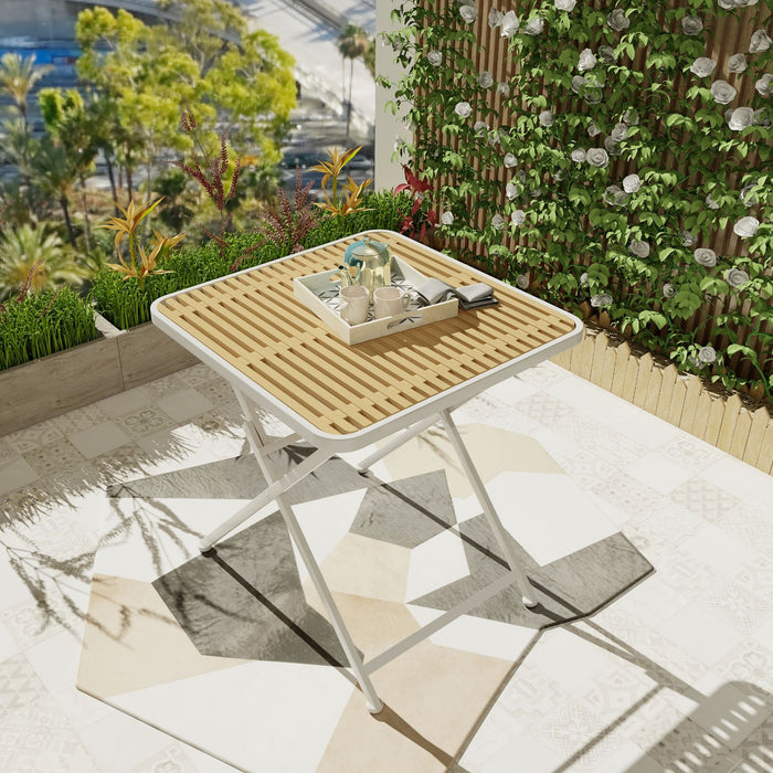 Modern Folding Square Table, Water Proof And Wear Resistant - Apricot / White Home Essentials