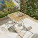 Modern Folding Square Table, Water Proof And Wear Resistant - Apricot / White Home Essentials
