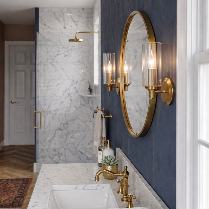 Jardin - Single Light Wall Sconce With Clear Ribbed Satin - Clear / Gold Ashcroft Furniture