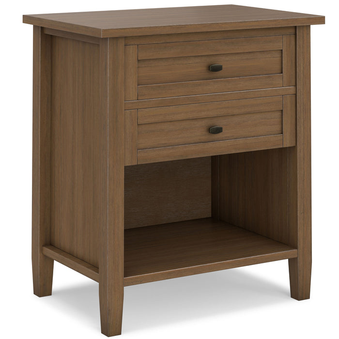 Warm Shaker - Bedside Table With 2 Drawers - Brown Simpli-Home