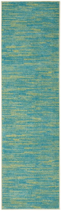 2' X 6' Abstract Non Skid Indoor / Outdoor Runner Rug - Blue / Green