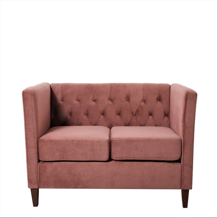 Button Tufted Loveseat, 2 Seater With Square Arm Couch For Living Room US Pride