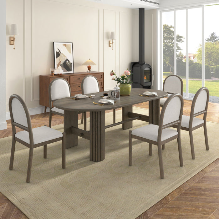 Oval Dining Table Set For 6 With 6 Upholstered Chairs Hearth and Haven