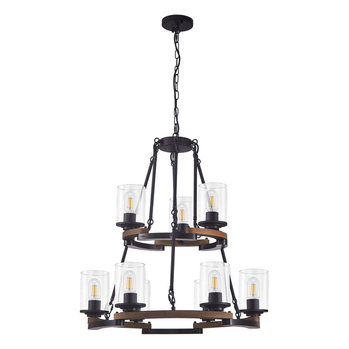 Wagon Wheel Chandelier, Ceiling Light With Adjustable Height - Black / Brown Daily Nest