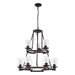 Wagon Wheel Chandelier, Ceiling Light With Adjustable Height - Black / Brown Daily Nest