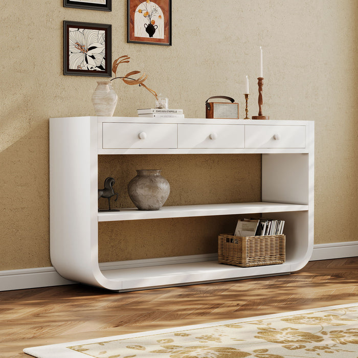 Console Table With 3 Soft Close Drawers & 2 Open Shelves Noble House