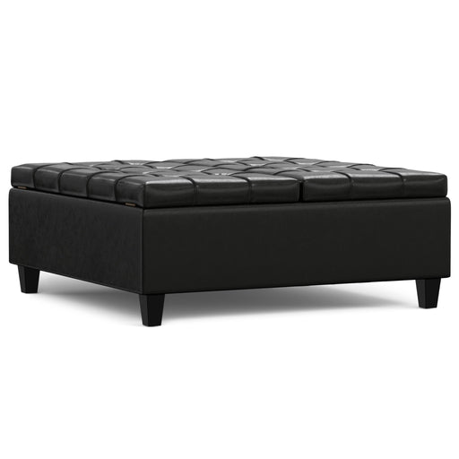 Harrison - Large Square Coffee Table Storage Ottoman - Black Simpli-Home