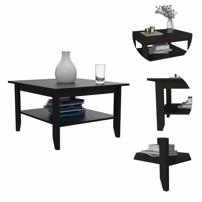 Coffee Table With Shelf - Black