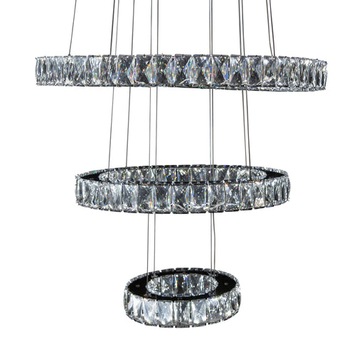 Michael Amini Lighting - Asteroids 3-Ring Modern LED Crystal Chandelier - Chrome Michael Amini