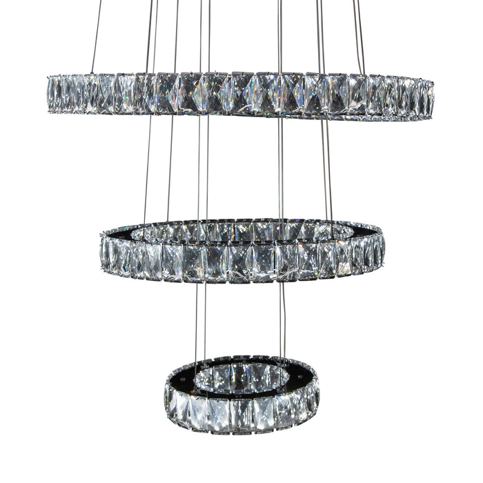 Michael Amini Lighting - Asteroids 3-Ring Modern LED Crystal Chandelier - Chrome Michael Amini