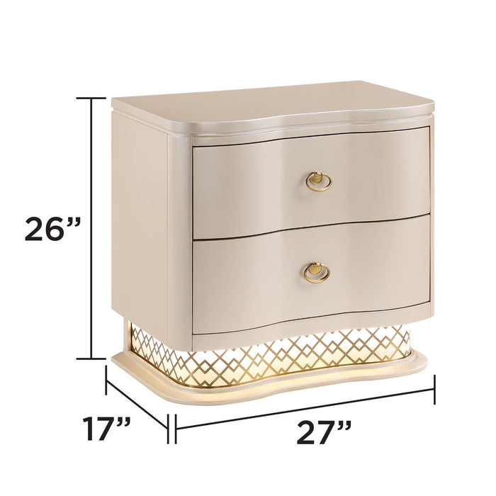 Flora - 2 Drawer Nightstand With LED - Champagne Matrix Furniture Group
