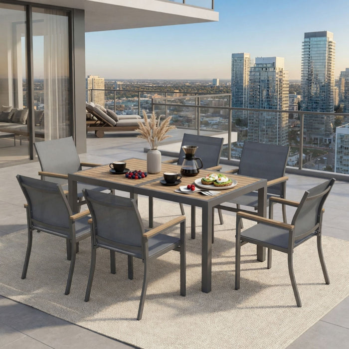 Outdoor Patio Chairs, Ergonomic (Set of 6) - Gray Home Essentials