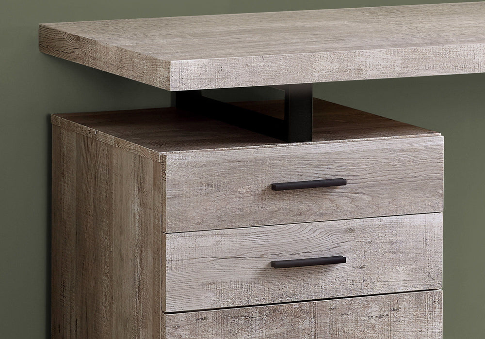 23.8" x 47.3" x 30" Computer Desk With Three Drawers - Taupe And Black