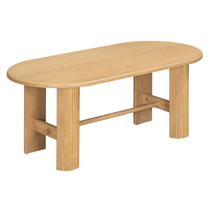 Oval Dining Table Set For 6 With Fluted Pedestal Base, 7 Piece Set Including 6 Upholstered Chairs Hearth and Haven
