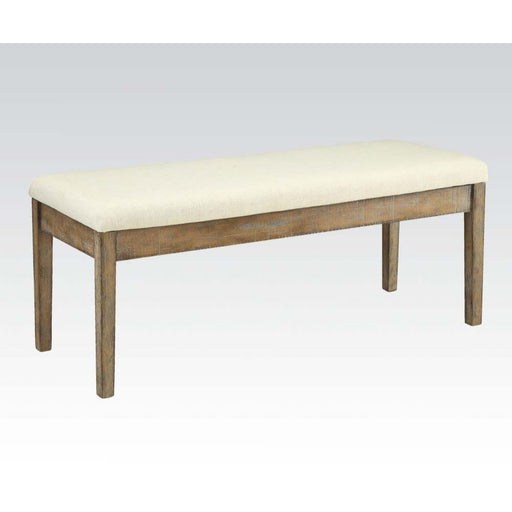 Claudia - Bench - Beige Linen & Salvage Brown ACME