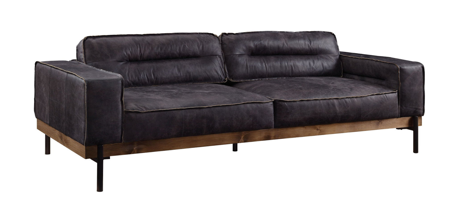 Top Grain Leather Sofa With Black Legs - Ebony