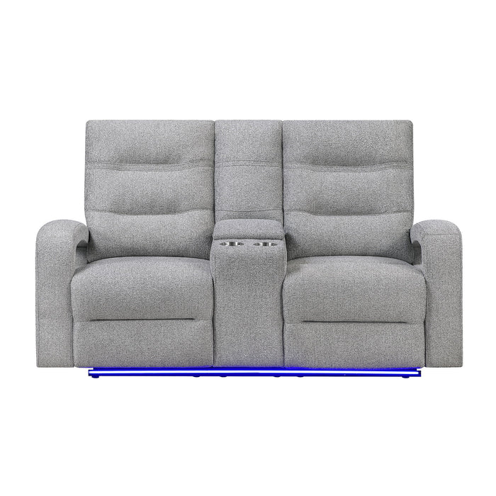 Isolde - Power Reclining Loveseat With LED Lighting - Gray Global Furniture USA