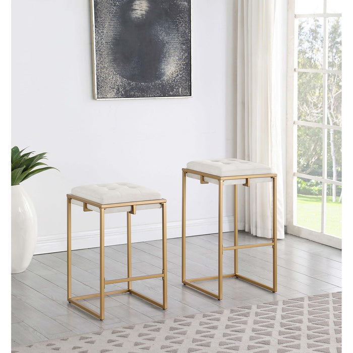 Soccoro - Square Tufted Cushion Stools (Set of 2) - Beige Furniture Max