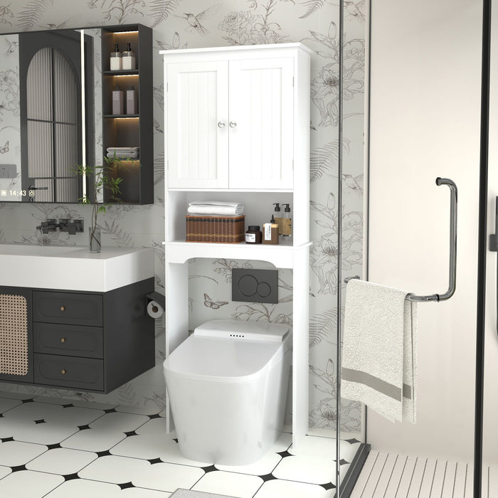 Bathroom Cabinet Over The Toilet With Adjustable Shelves - White